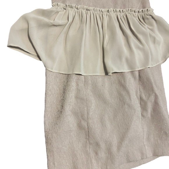 GUESS Light Beige Strapless Lace Peplum Formal Cocktail Mini Dress-Size 4 - Picture 3 of 15